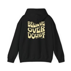Men’s Heavy Blend™ Hoodie – Believe Over Doubt, Motivational Pullover, Christian Streetwear, Gift for Him